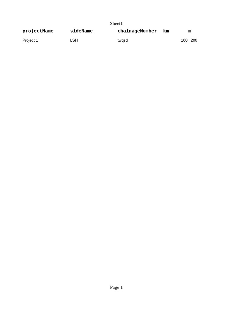Chainage Number for Project 1 | PDF