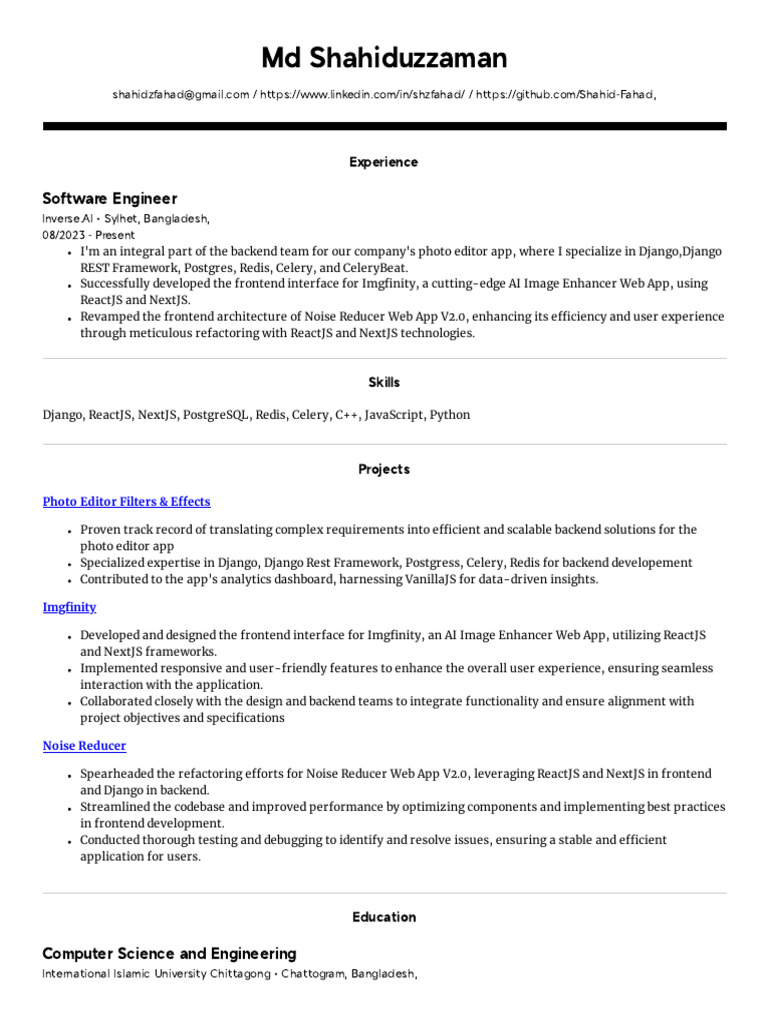 React & Django Developer Profile | PDF | Postgre Sql | Web Application