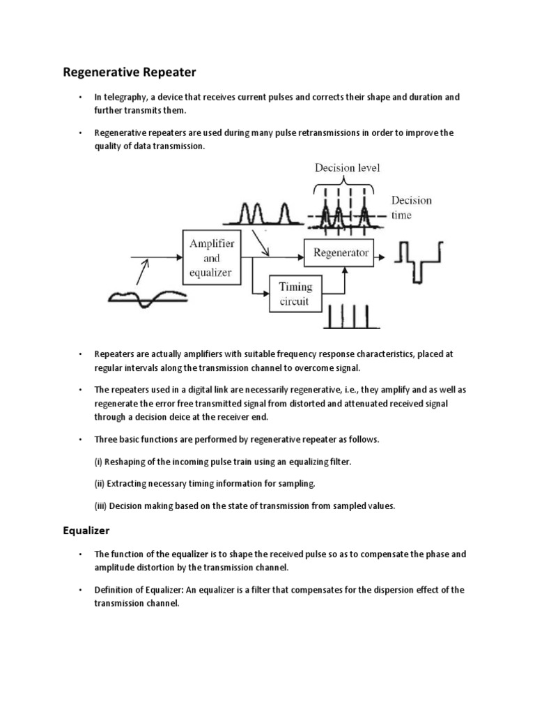 Regenerative Repeaters Improving Signal Quality Through Pulse