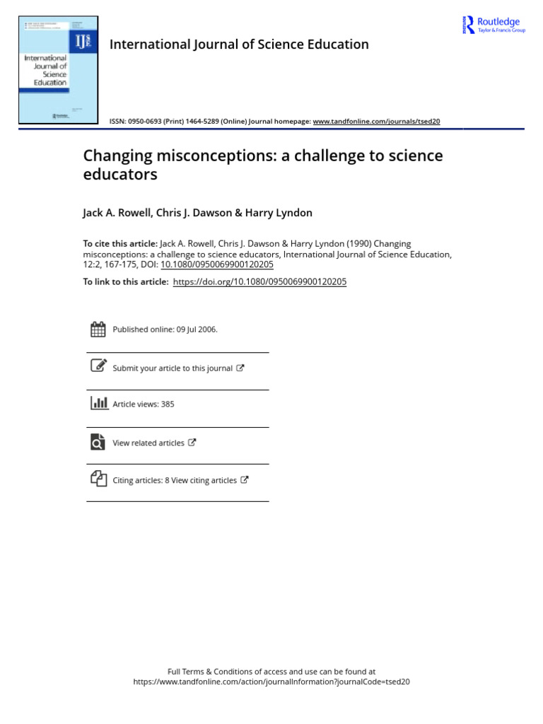 Overcoming Science Misconceptions in Education | PDF | Volume | Knowledge