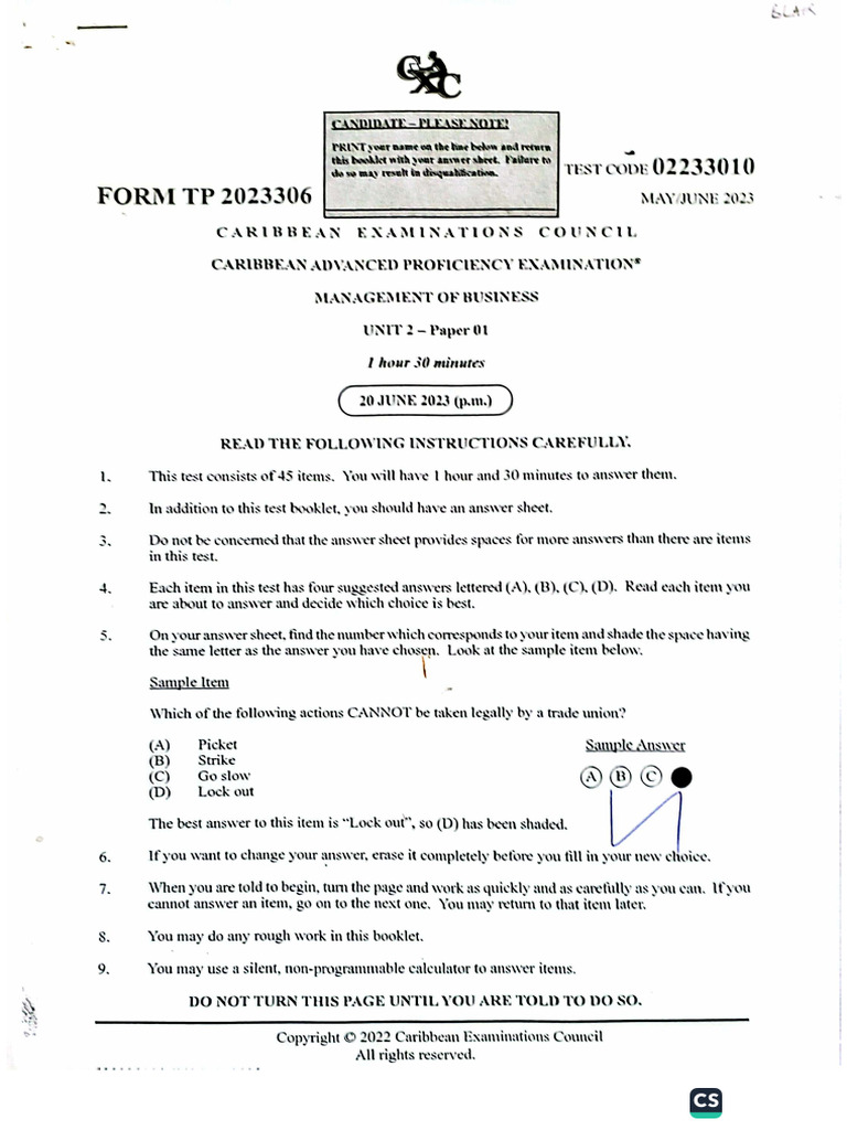 CAPE Mob Unit 2 Paper 1 2023 | PDF