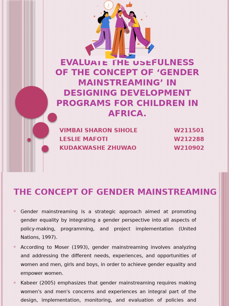 Usefulness of Concept of Gender Mainstreaming' in Designing Development ...