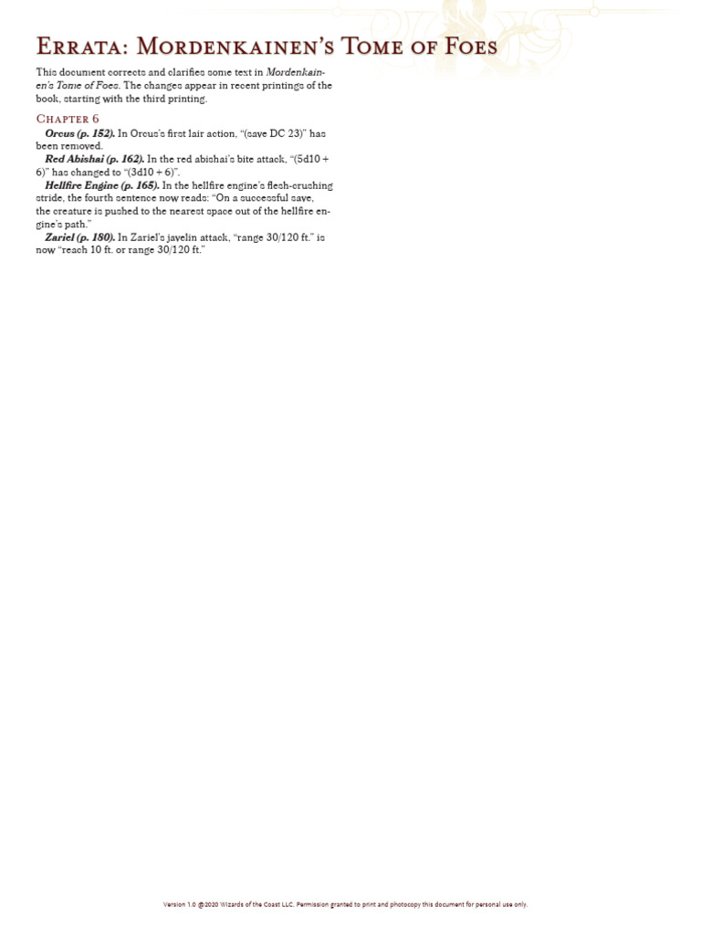 MTF Errata | PDF
