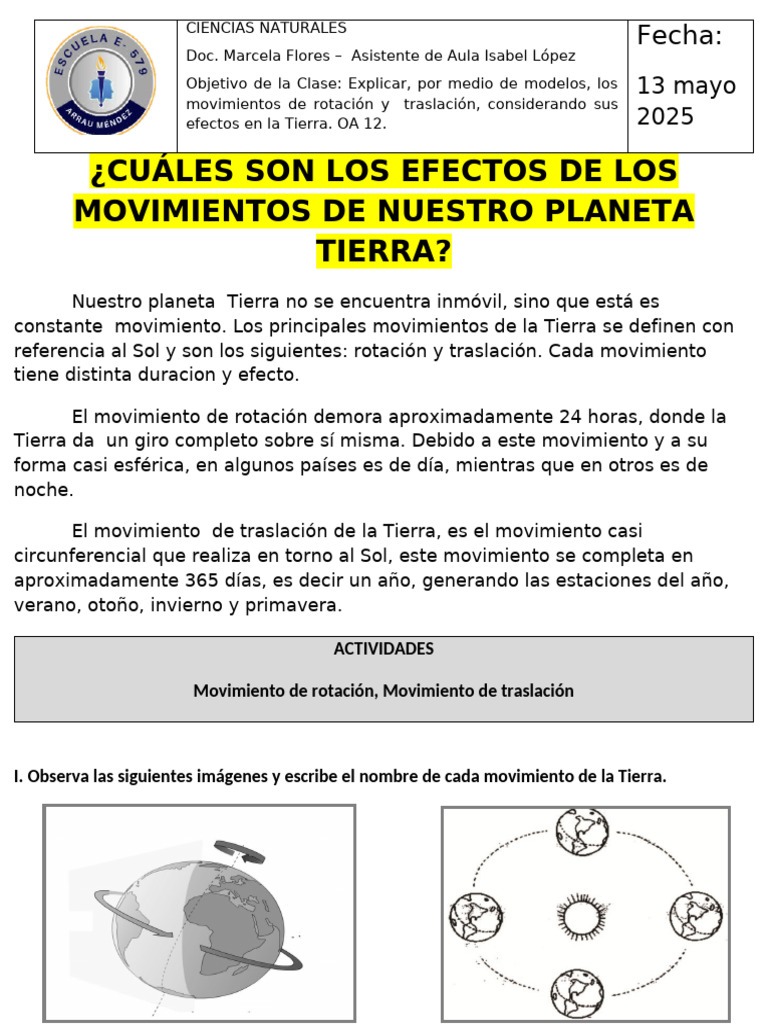 Movimientos de la Tierra para Niños | PDF | Tierra | Astronomía