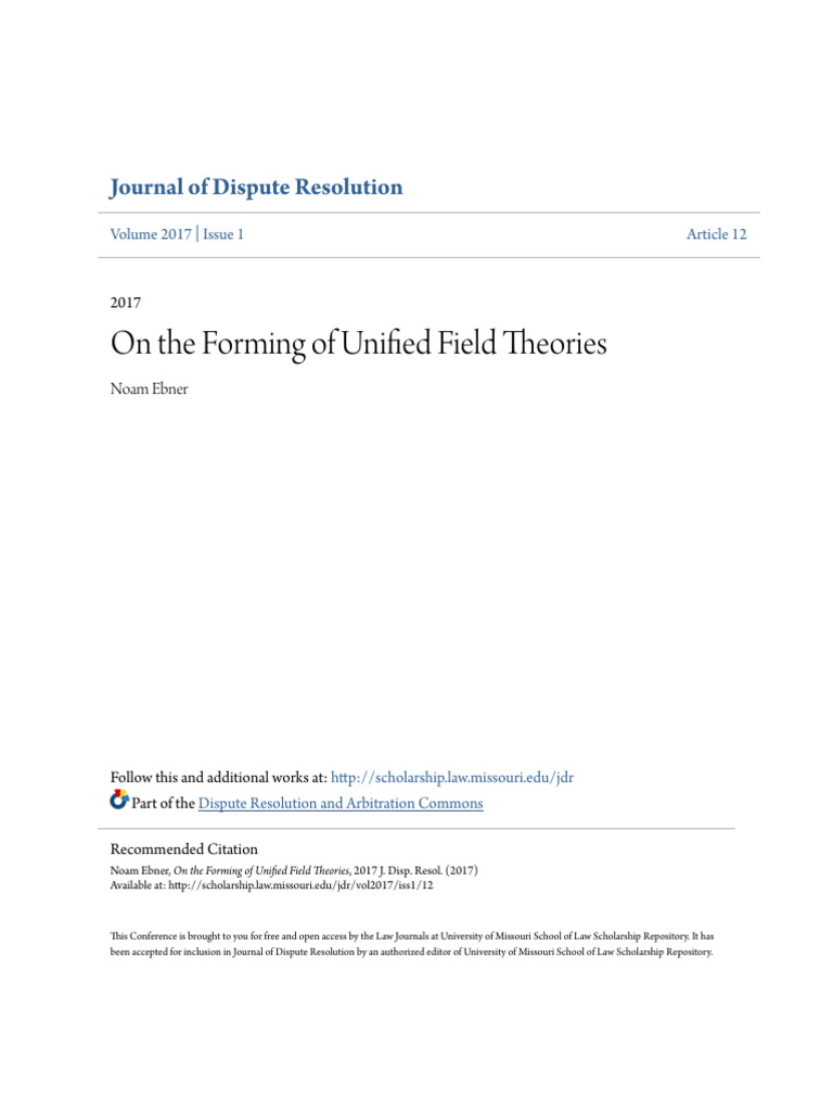 On The Forming of Unified Field Theories | PDF | Theory | Albert Einstein