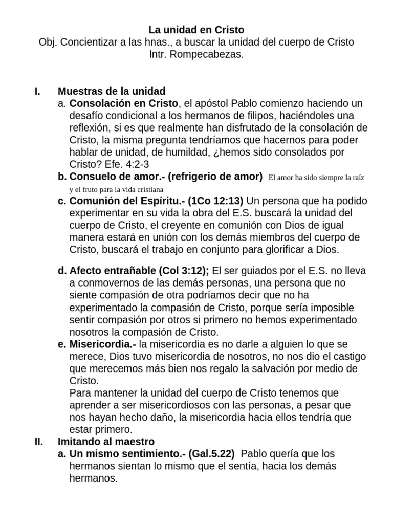 Unidad en Cristo: Claves para la Comunidad | PDF | Cristo (título) | Amor