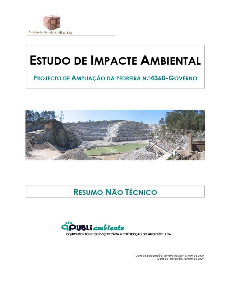 Estudo de Impacte Ambiental da Pedreira 4360 | PDF | Desperdício | Aterro