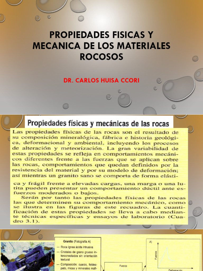 Diapo 2.1 Propiedades Fisicas y Mecanica de Los Materiales Rocosos | PDF