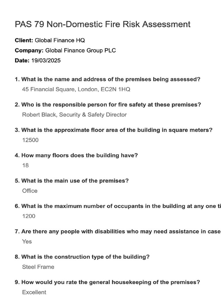 Pas 79 Non Domestic Fire Risk Assessment-19!03!2025 | PDF