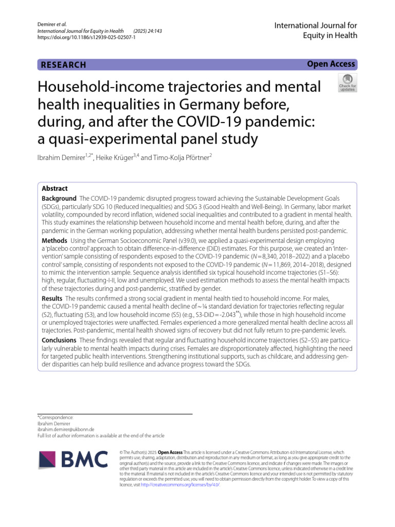 Mental Health Inequalities in Germany Post-COVID | PDF | Sampling ...