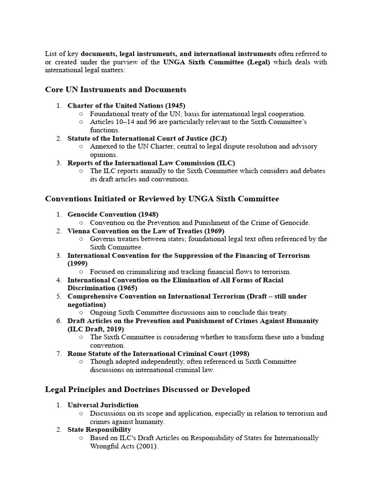UNGA Sixth Committee Legal Instruments | PDF | International Law ...