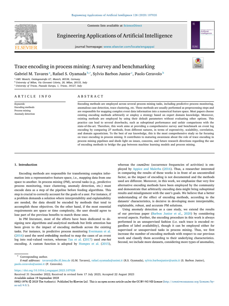Survey of Trace Encoding in Process Mining | PDF | Cluster Analysis ...