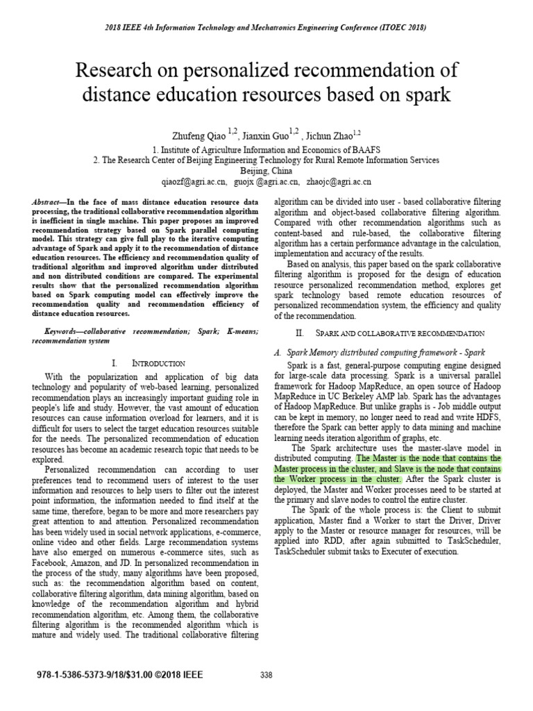 2018, Qiao - Research On Personalized Recommendation of Distance ...