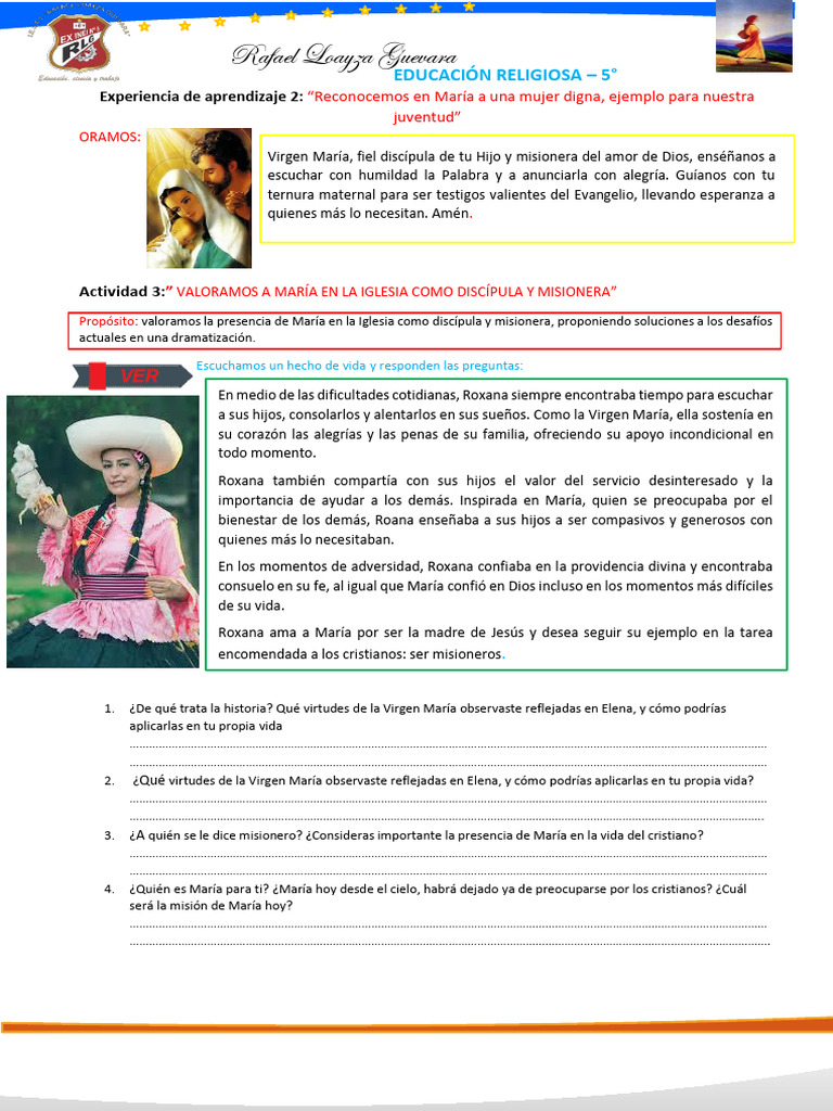 María: Ejemplo de Discípula y Misionera | PDF | María, madre de Jesús ...