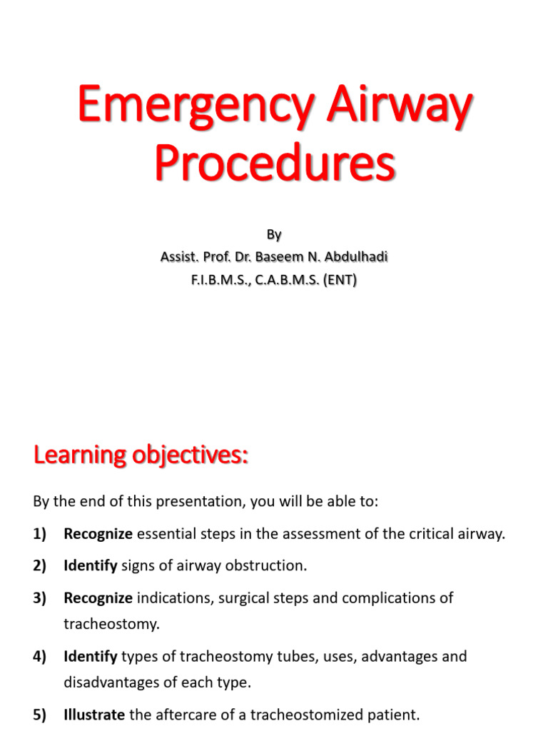 Emegerncy Airway Procedures | PDF | Respiratory Tract | Larynx