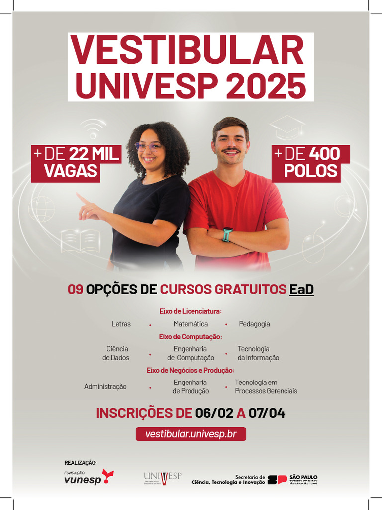 Vestibular UNIVESP 2025: Cursos Gratuitos | PDF