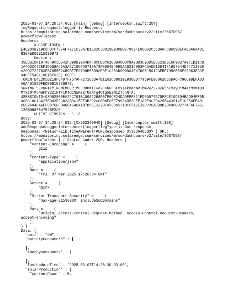 SolarEdge API Request Logs | PDF | Http Cookie | World Wide Web