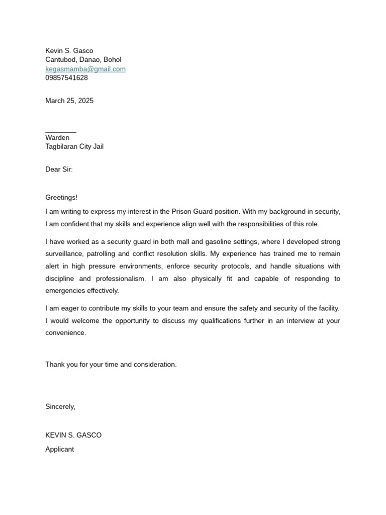 Application for Prison Guard Position | PDF