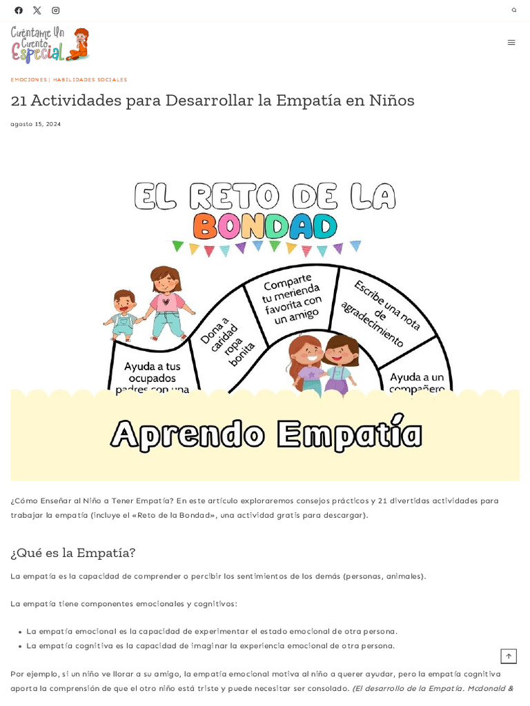 21 Actividades para Fomentar la Empatía Infantil | PDF | Las emociones ...
