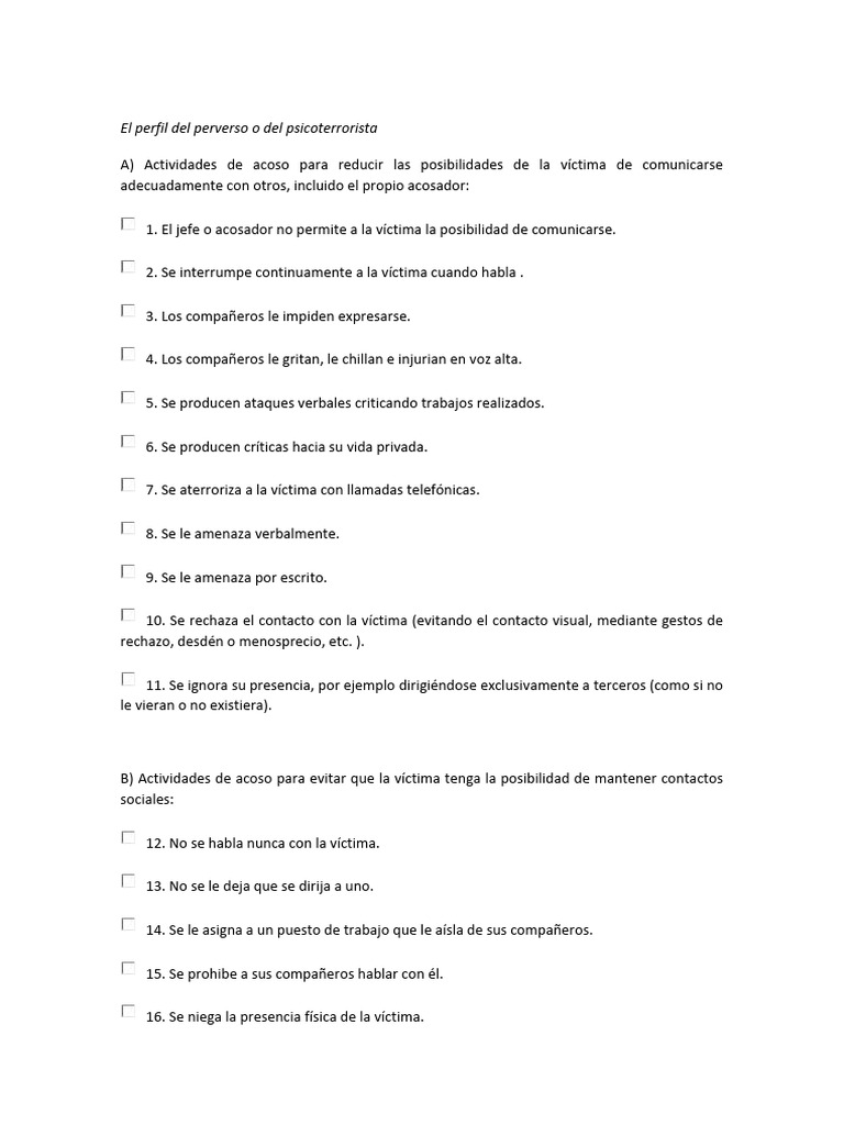 LIPT: Acoso Psicológico en el Trabajo | PDF