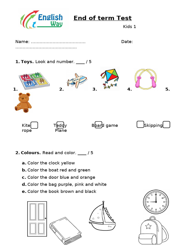 Kids' End of Term Test Template | PDF