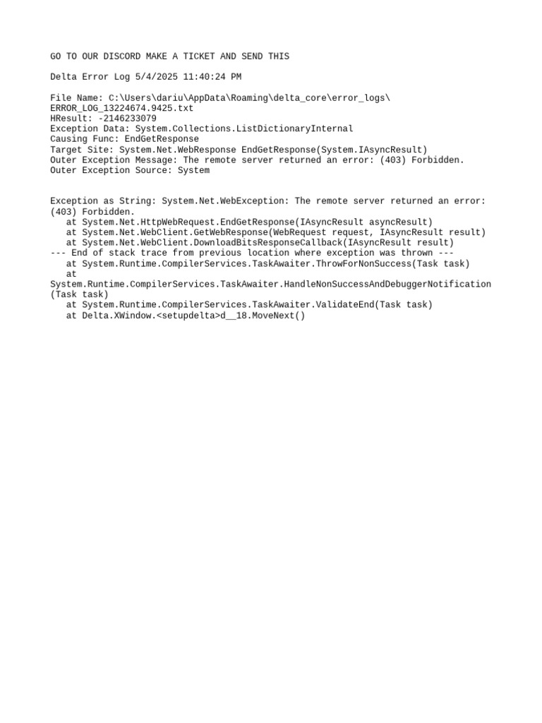 Delta Error Log Analysis - 403 Forbidden | PDF
