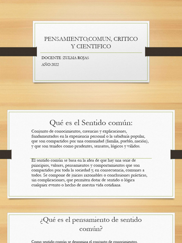 Pensamiento Común y Crítico en Educación | PDF | Pensamiento | Conocimiento