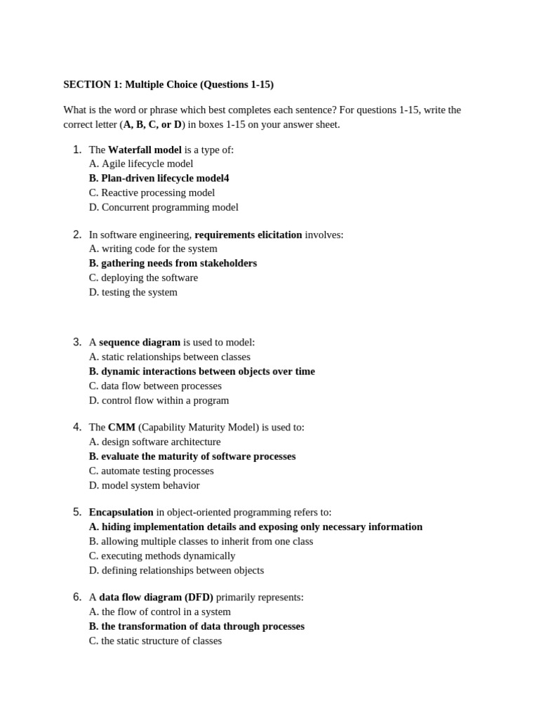Review Test - Software Engineering | PDF | Software Development Process ...