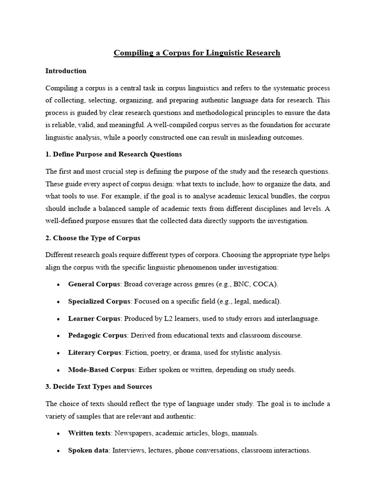 Guide to Compiling a Linguistic Corpus | PDF | Annotation | Linguistics