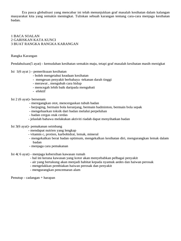 Karangan Cara Penjagaan Kesihatan | PDF