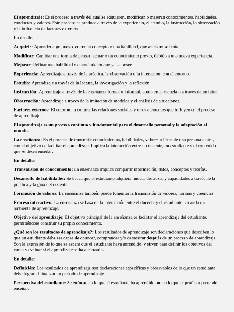 Aprendizaje y enseñanza en educación | PDF | Aprendizaje | Enseñando