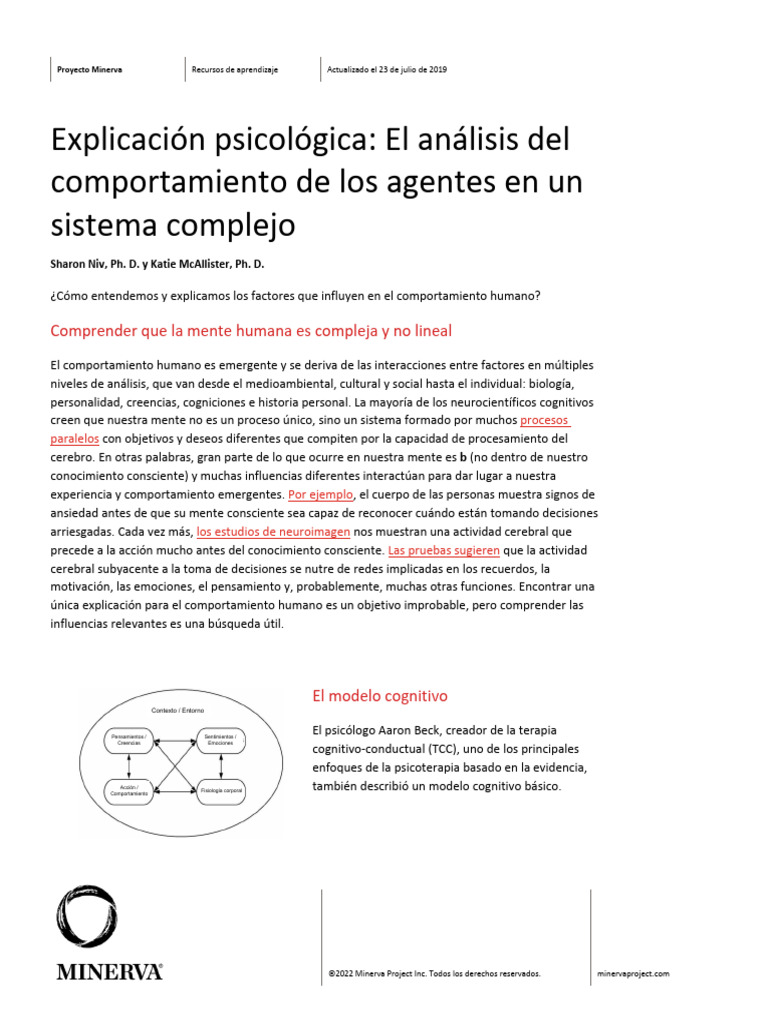 Psychological Explanation Analyzing Agent Behavior in A Complex System ...