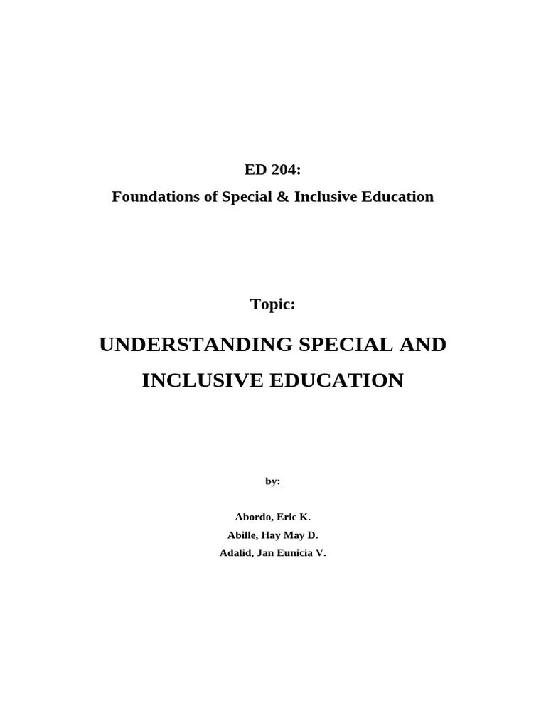 Special & Inclusive Education Overview | PDF | Inclusion (Education ...