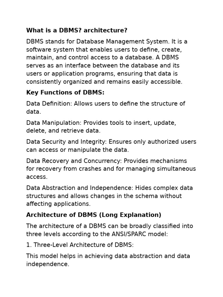 Understanding DBMS Architecture and Functions | PDF | Databases ...