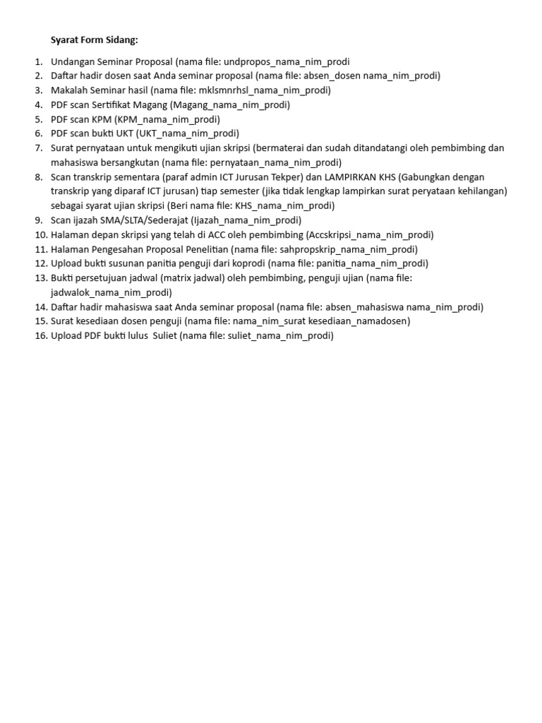Syarat Form Sidang | PDF