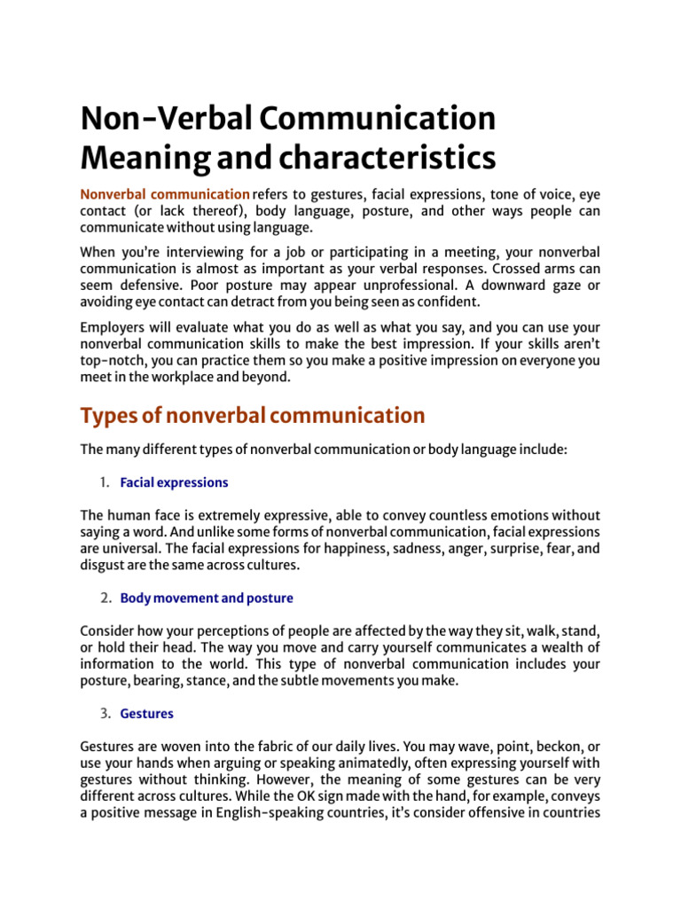 Understanding Non-Verbal Communication | PDF | Nonverbal Communication ...