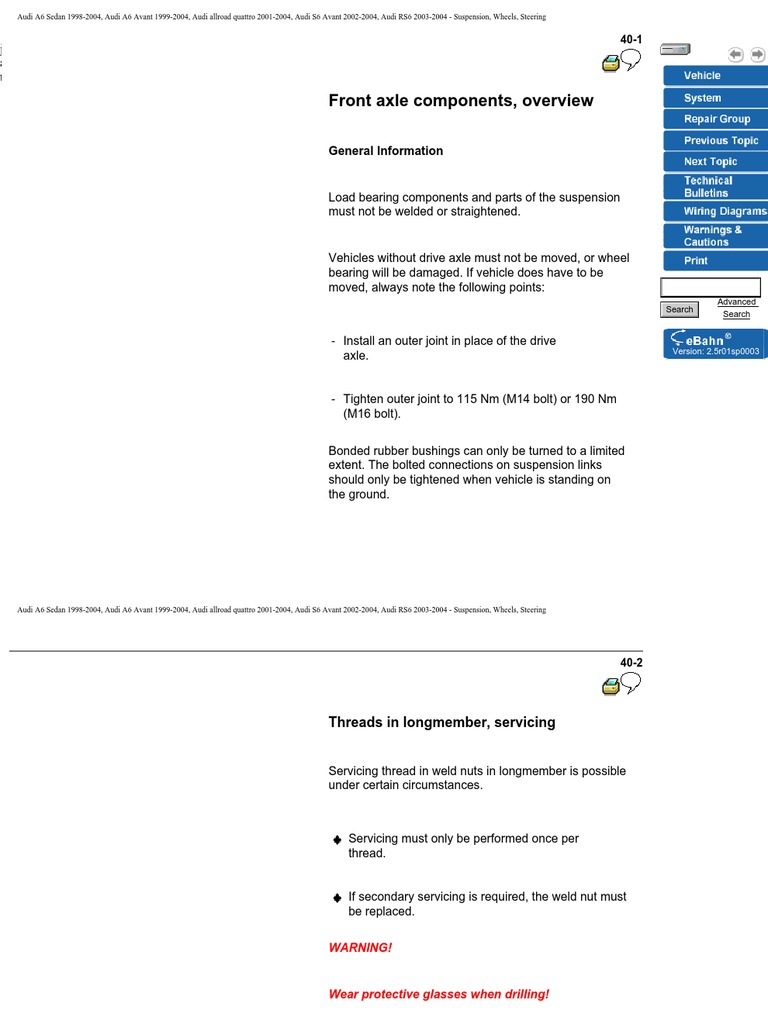 BentleyPublishers.com Audi A6 C5 FR Wheel Bearing Servicing | Audi |  Steering