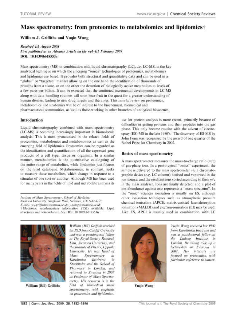 LC-MS in Proteomics, Metabolomics, Lipidomics | PDF | Tandem Mass ...