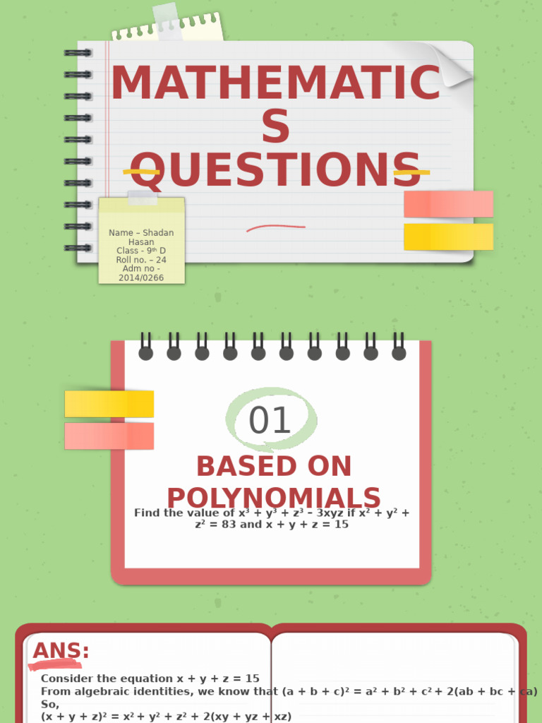 Polynomial and Number System Problems | PDF