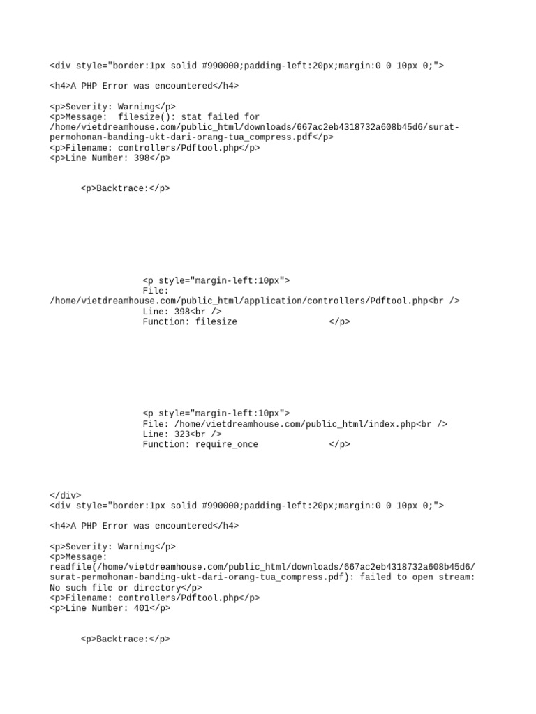 PHP File Access Errors Explained | PDF