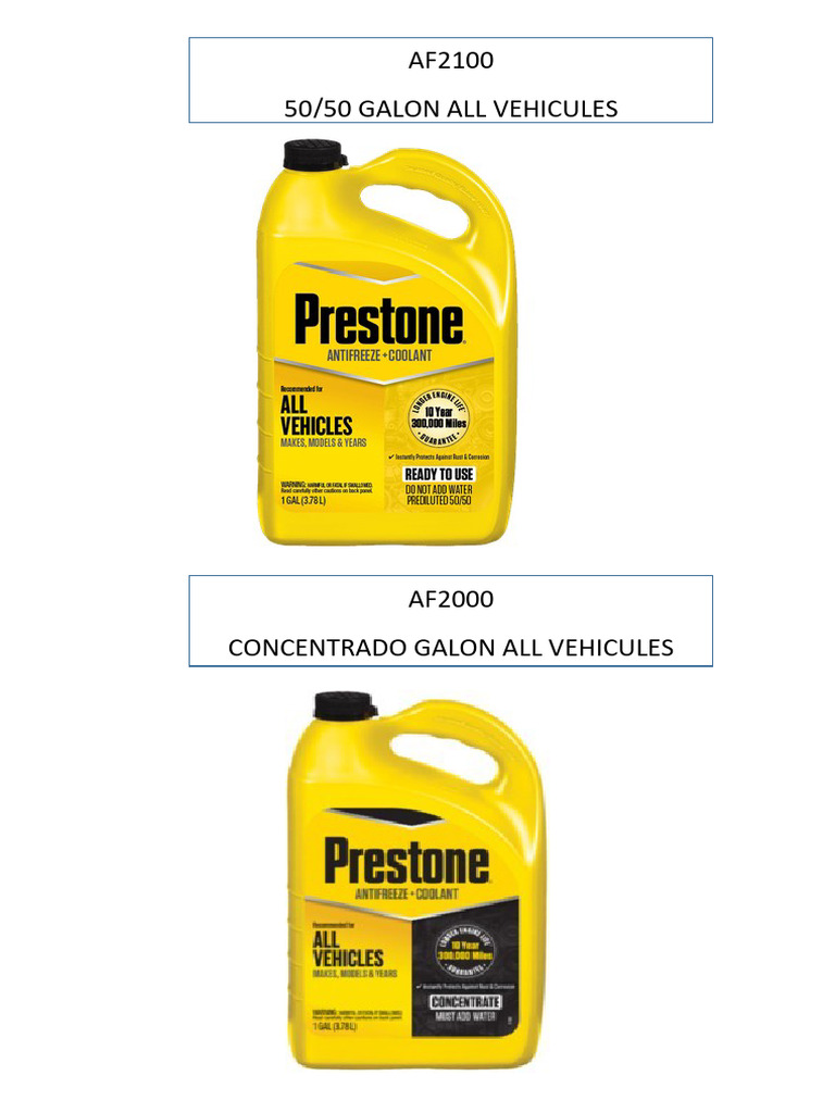Prestone Coolant Color Guide | PDF