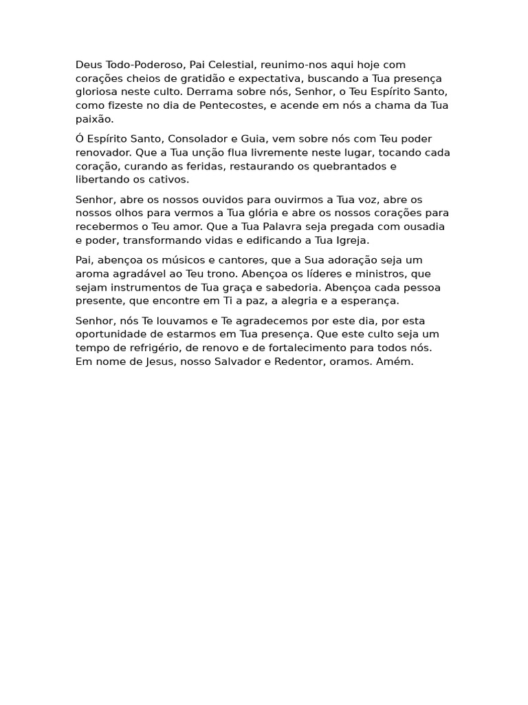 1 Modelo Oração Inicio de Culto | PDF