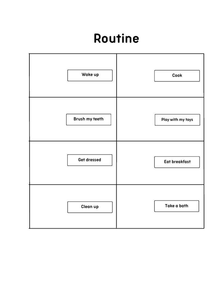 White Colorful Routine Vocabulary Worksheet | PDF