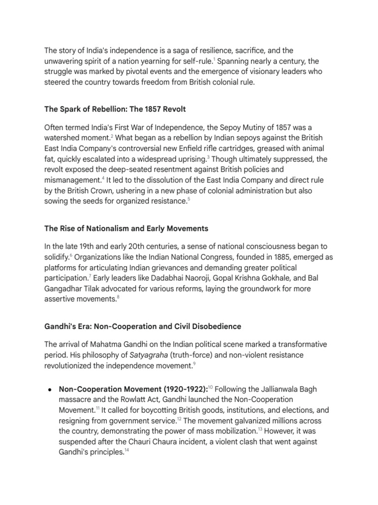 India's Independence: A Historical Overview | PDF | Indian Independence ...