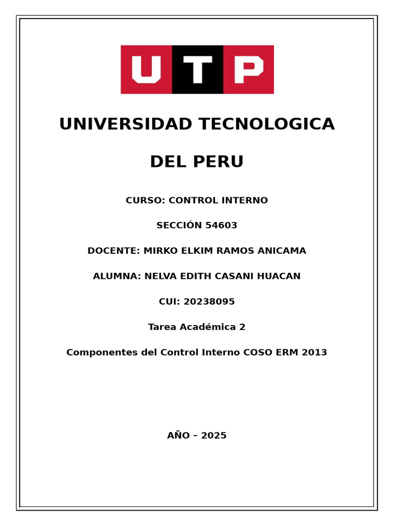 Componentes del Control Interno COSO ERM | PDF | Economias