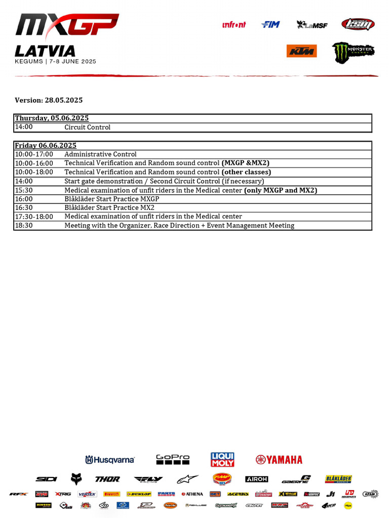 MXGP Latvia 2025 Event Timetable | PDF | Motorsport Competitions ...