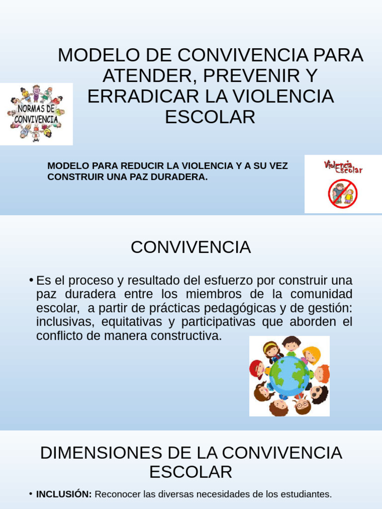 Modelo de Convivencia Escolar para Erradicar Violencia | PDF ...