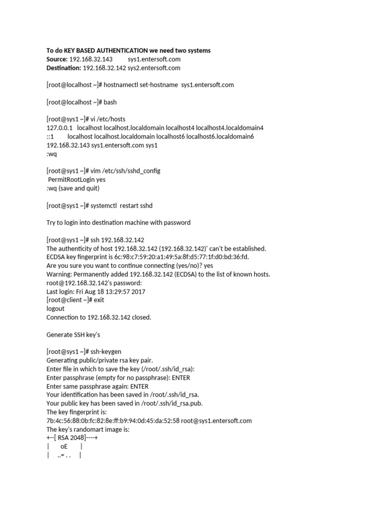 Key-Based SSH Authentication Guide | PDF | Secure Shell | Cyberwarfare