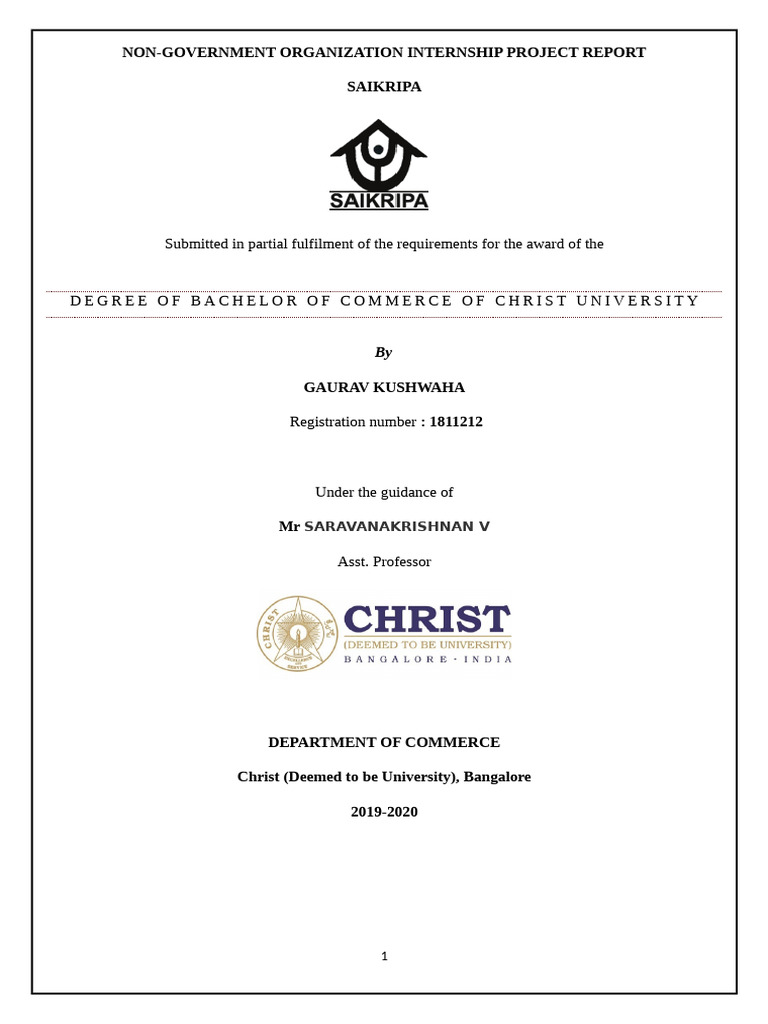 NGO Internship Project Report Summary | PDF | Non Governmental ...