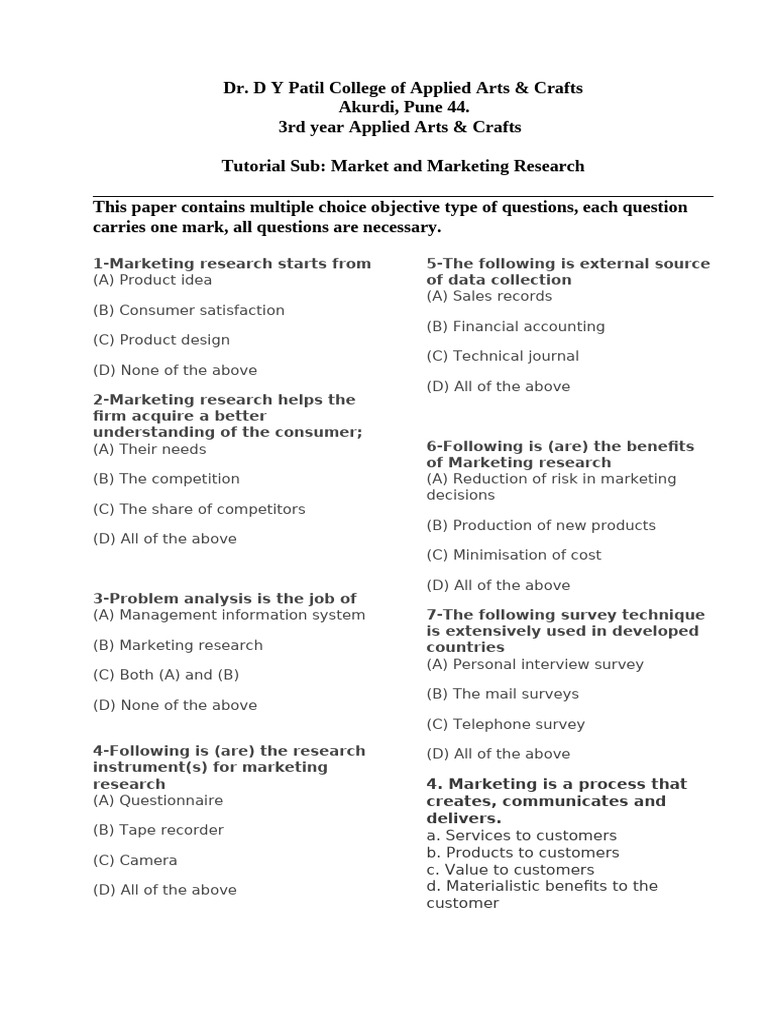 Tutorial-6 - Marketing and Market Reserch | PDF | Marketing | Survey ...